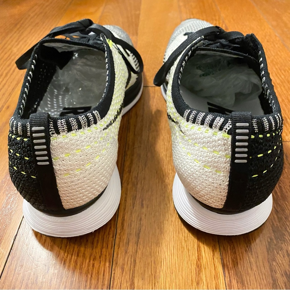 NIKE black white volt flyknit racer knit lace up sneakers shoes - Picture 4 of 8